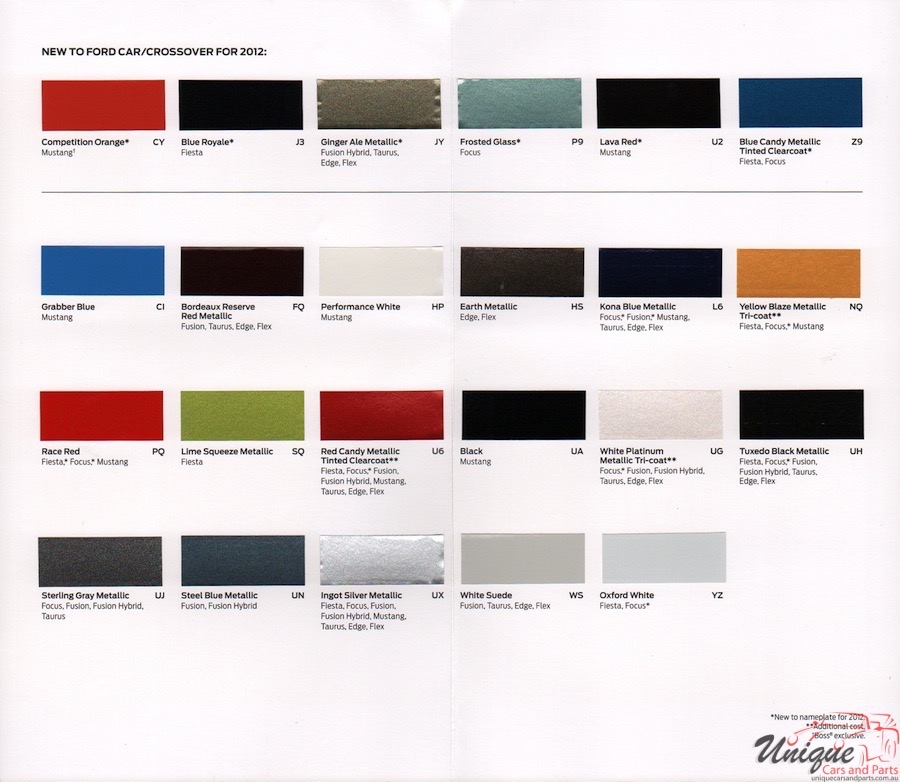 2012 Ford Paint Charts Corporate